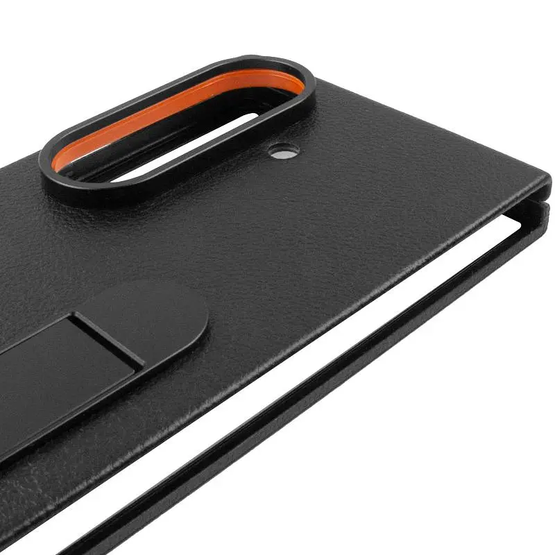 Кожаный чехол Leather Case (AAA) with stand для Samsung Galaxy Z Fold7 Black - фото 5