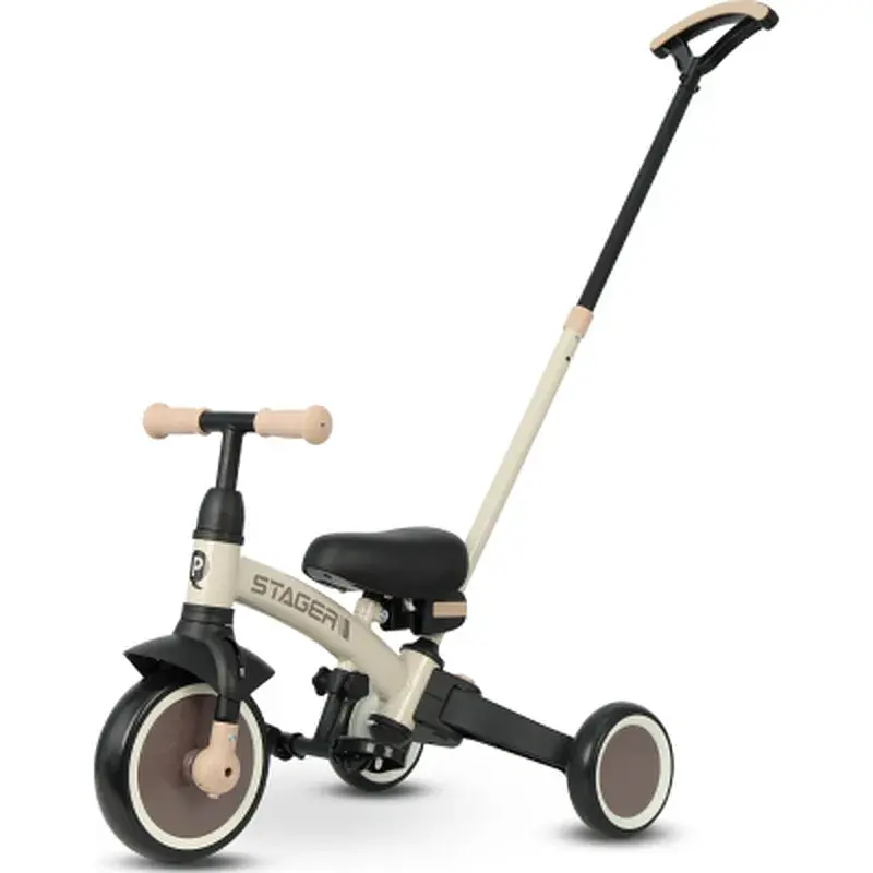 Дитячий велосипед Qplay Stager 3 в 1 з ручкою, біговел, Beige-Brown (T80STAGERBeigeBrown)