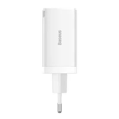 Зарядний пристрій Baseus 2xUSB-C 65W + 1xUSB GaN + cable USB-C to USB-C 100W 1.0m white (CCGP120202) - фото 5
