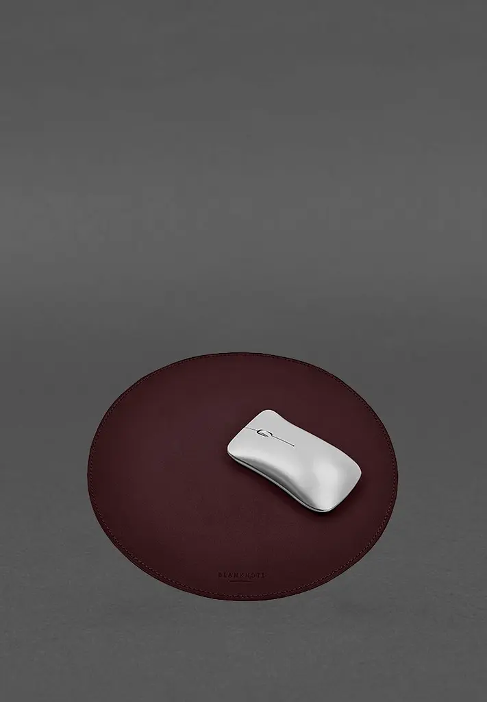 Круглый коврик для мышки из натуральной кожи бордовый краст - фото 4