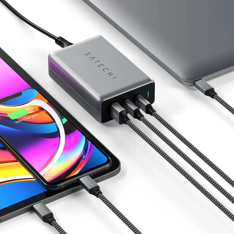 Мережевий зарядний пристрій Satechi 100 Вт USB-C PD Compact GaN Space Gray (ST-TC100GM-EU) - фото 4
