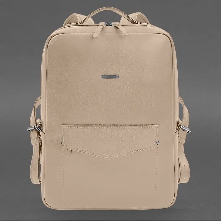 Кожаный рюкзак на молнии Cooper maxi светло-бежевый - фото 6