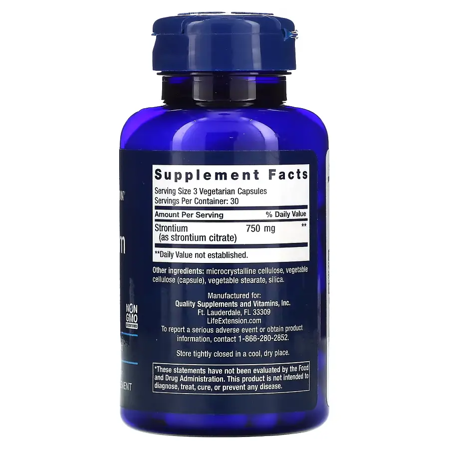 Вітаміни та мінерали Life Extension Strontium 750 mg, 90 вегакапсул - фото 2