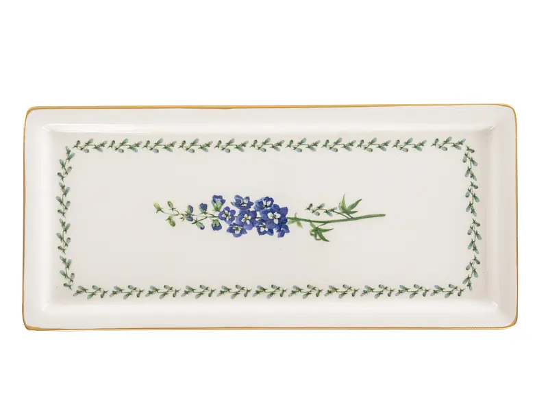 Блюдо Alba ceramics Flower, 35,5х16 см, біле з cинім (769-039) - фото 2
