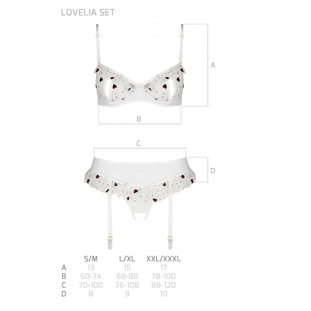 Сексуальний комплект з поясом для панчіх Passion LOVELIA SET S/M, white - фото 7