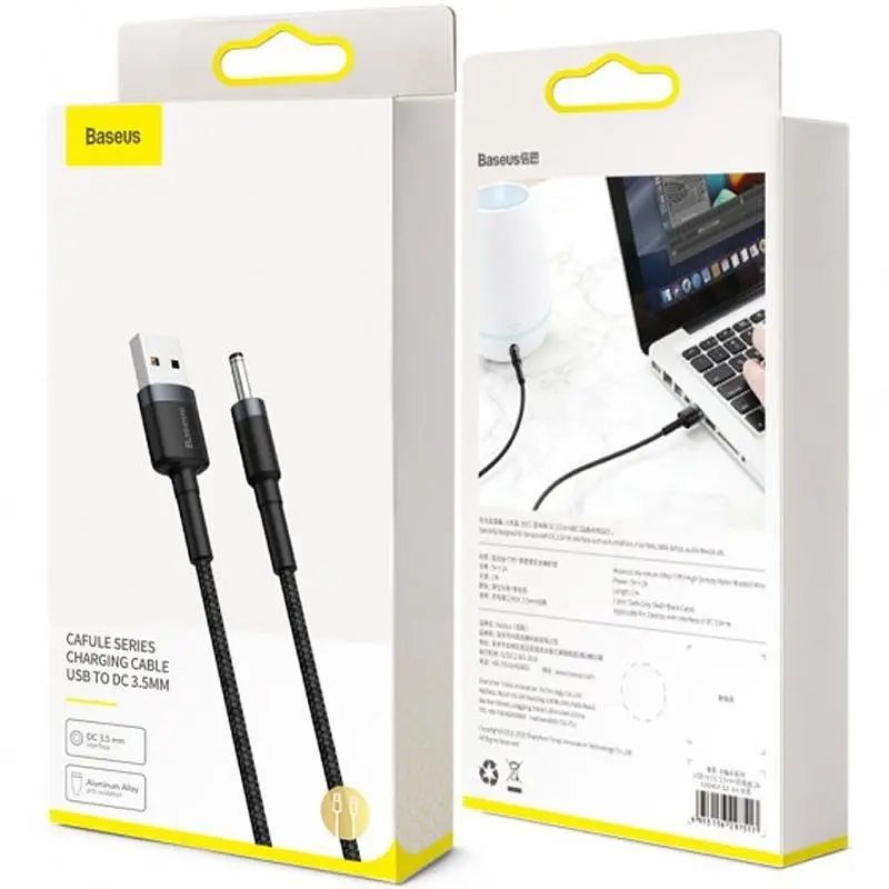 Кабель Baseus Cafule Cable USB to DC 3.5mm 1m CADKLF-G1 Black-Grey - фото 2