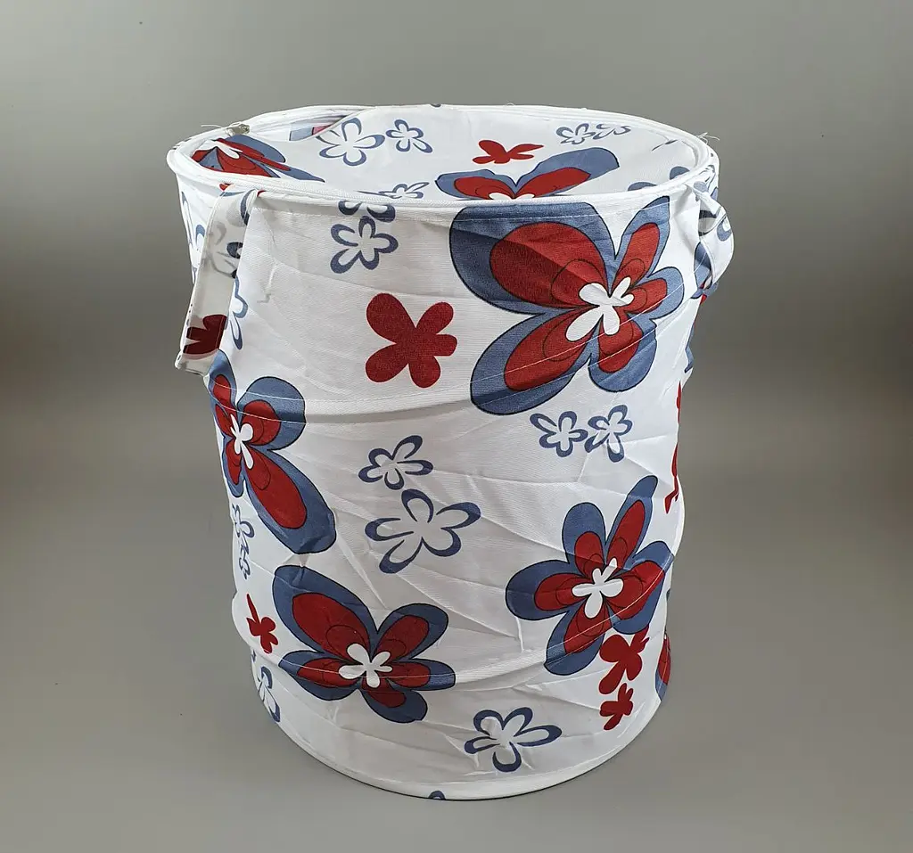 Корзина для игрушек большая белого цвета Орнамент 1302 М, ткань (нейлон), складывается, размер 45х50 см, для порядка в детской - фото 4