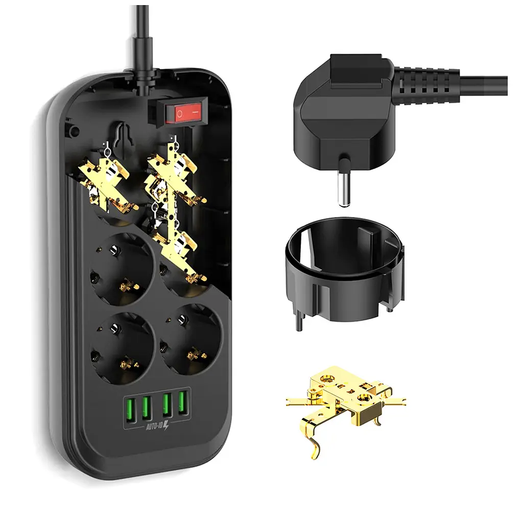 Мережевий фільтр живлення ColorWay CW-CHE64B, 6 розеток/4USB Black (CW-CHE64B) - фото 10