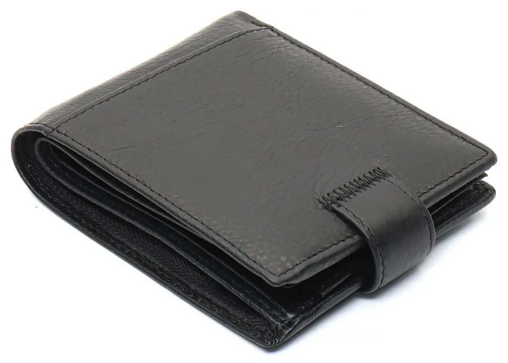 Чорне чоловіче портмоне з натуральної шкіри з фіксацією ST Leather ST103 9,5 см - фото 3