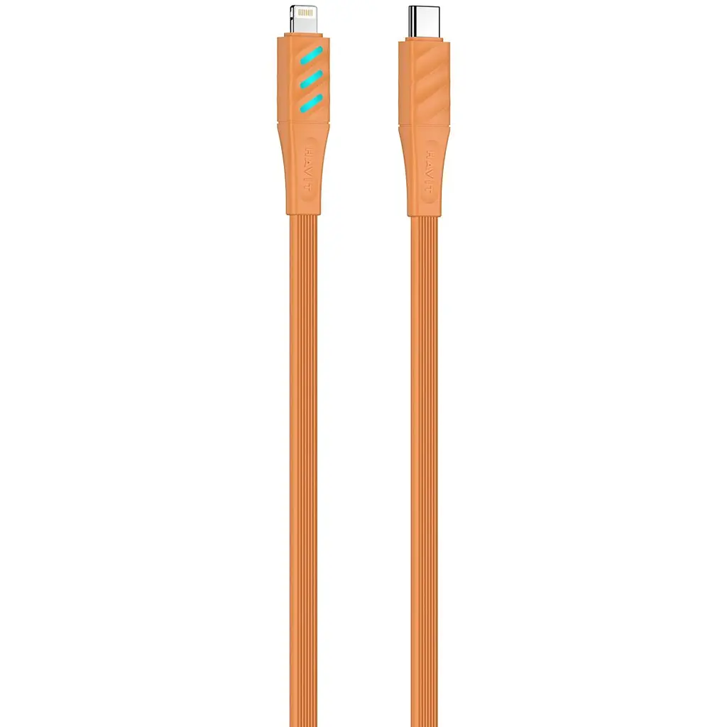 Кабель Havit HV-CB6255 PD27W з LED індикатором USB-C - Lightning 1 м помаранчевий (HV-CB6255) - фото 2