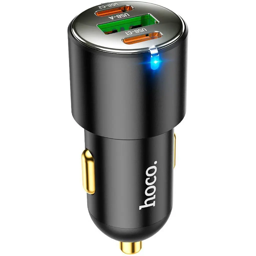 Автомобільний зарядний пристрій Hoco NZ6 PD45W USB-A+2хUSB-C Black (765185) [151276] - фото 2