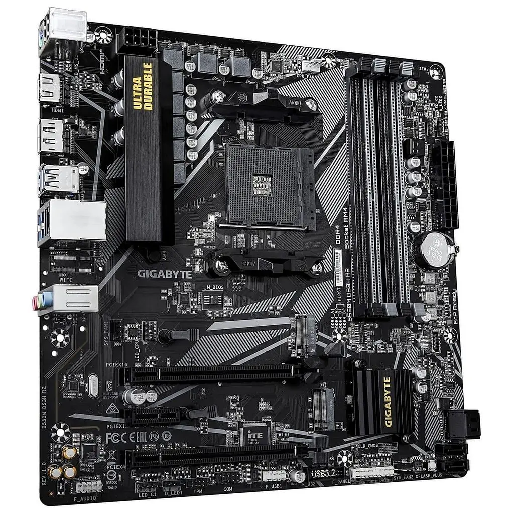 Материнська плата GIGABYTE B550M DS3H R2 (B550M DS3H R2) (Socket AM4, AMD B550, Micro-ATX) - фото 2