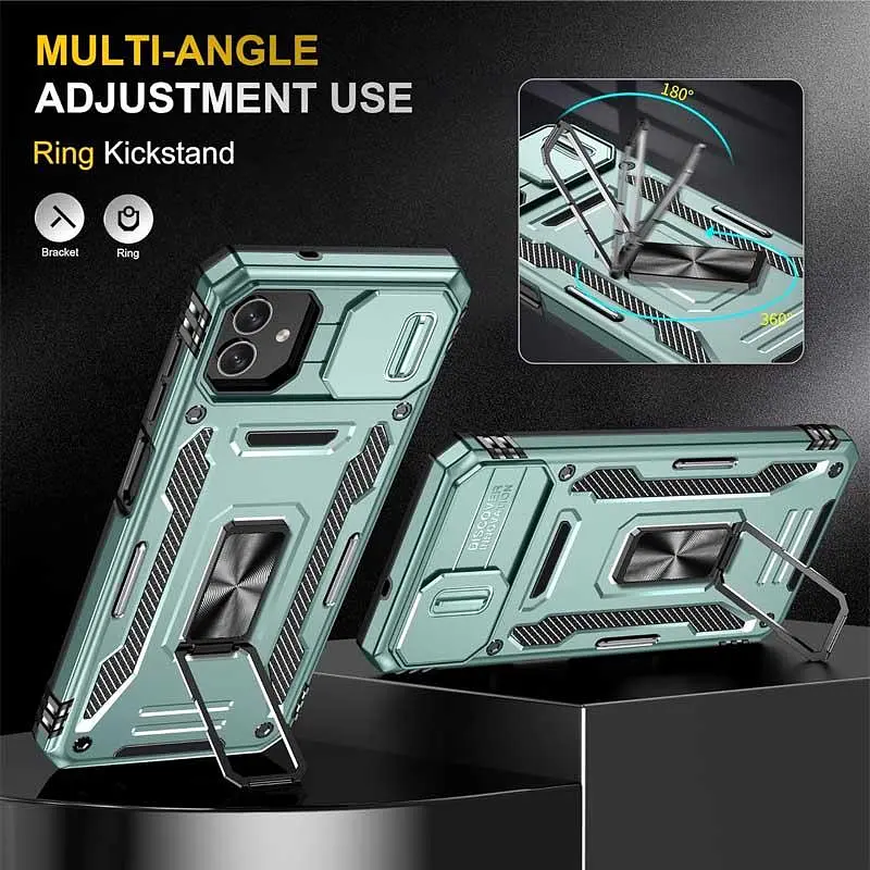 Чехол ударопрочный Epik Camshield Army Ring для Samsung Galaxy A07 Зеленый/Light Green - фото 5
