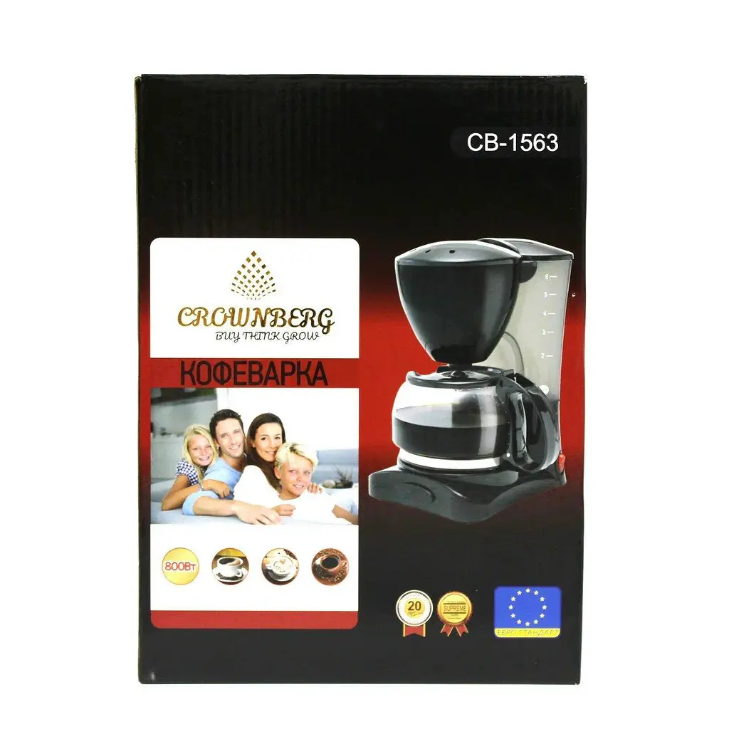 Капельная кофеварка Crownberg Cb 1563 800W со стеклянной колбой - фото 4