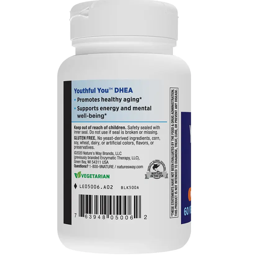 Дегидроэпиандростерон Nature's Way DHEA Youthful You 5 мг 60 вегетарианских капсул (NWY05006) - фото 3