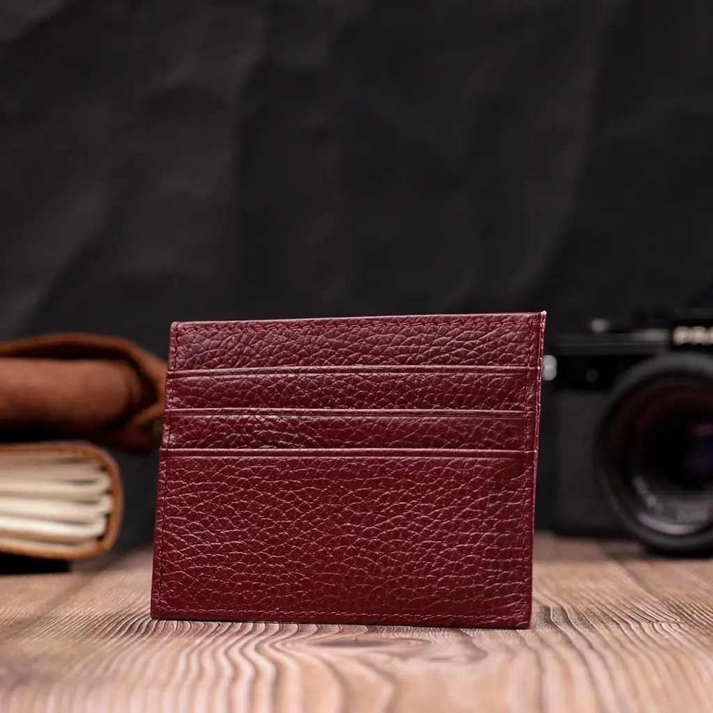 Практичний кард-кейс із натуральної шкіри ST Leather 22446 бордовий - фото 8