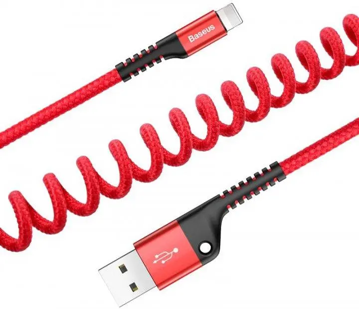 Кабель Baseus Fish Eye Spring Cable USB to Lightning 2A 1m CALSR-09 Red - фото 2