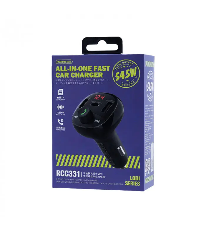 АЗП з FM-модулятором REMAX Lodi Series All-in-One 54.5W PD+QC 2A+1C Fast Car Charge RCC331 Black - фото 2