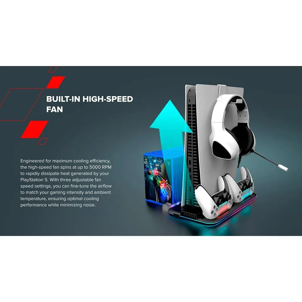 Подставка CANYON cooling stand CS-51 RGB для PS5 Slim/DE Charge Black - фото 9