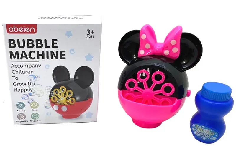 Генератор мильних бульбашок Abeien Bubble Machine Міккі Маус на батарейках 99008, в коробці м.11,5*10,4*14,1см