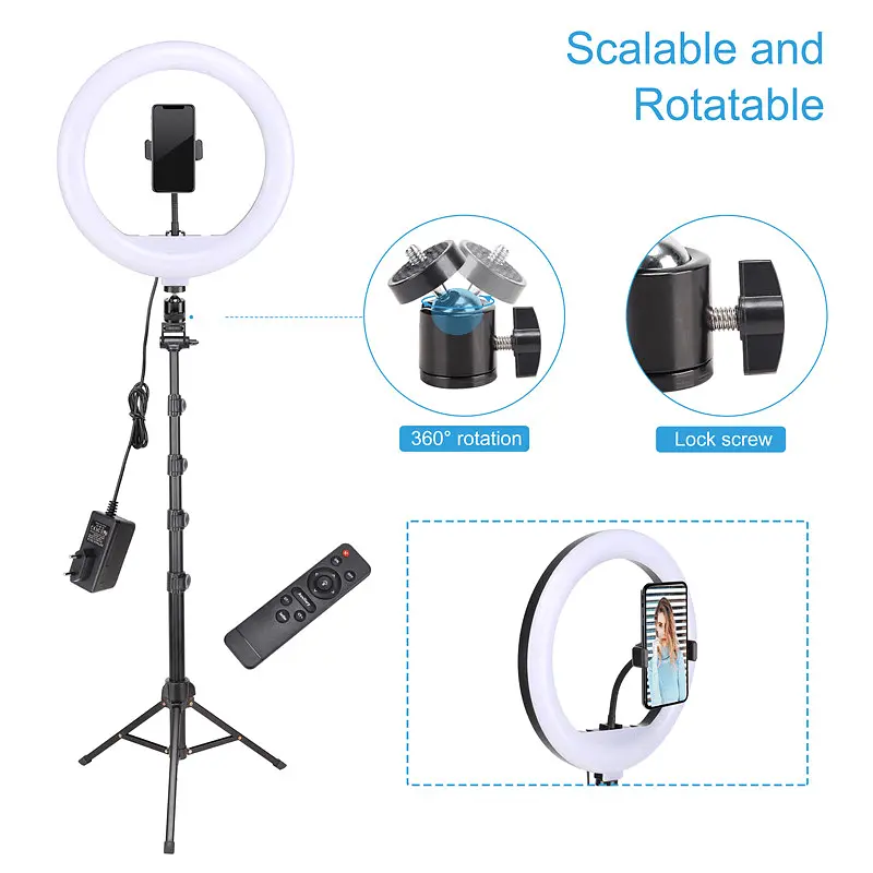 Тримач з кільцевим освітленням Bluetooth 12" YQ-320A light set (Kit2) 170cm Stand, Plug Powered - фото 2