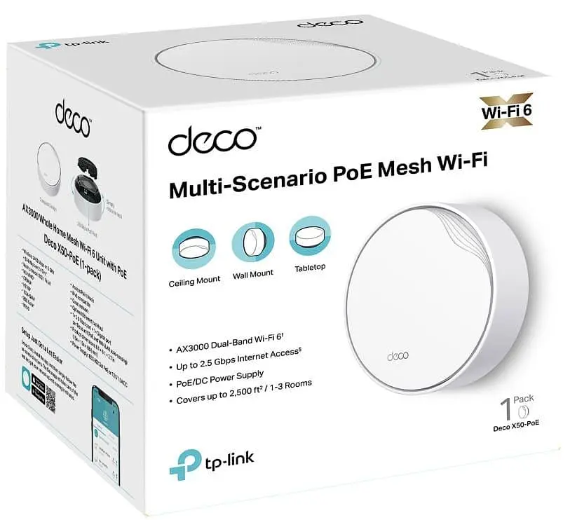 MESH-система TP-Link Deco X50 PoE AX3000 1Pcs White 802.11ax (Deco-X50-PoE-1-pack) - фото 2