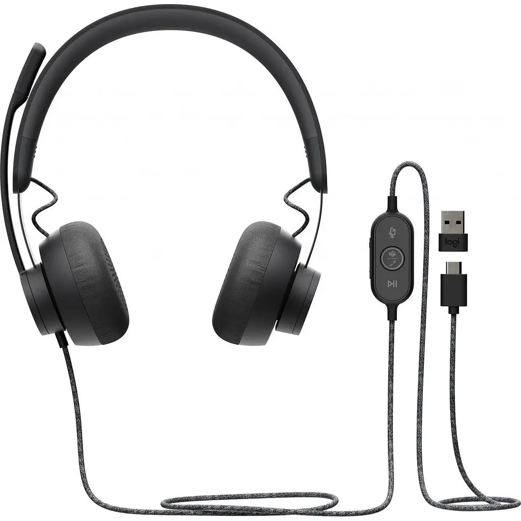 Дротова стерео гарнітура Logitech Zone Wired USB + Type-C (981-000870) чорна - фото 3