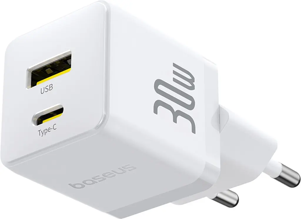 Мережевий зарядний пристрій Baseus Palm C+U 30W EU with USB-C to USB-C cable white (P1011160A213-01) - фото 3