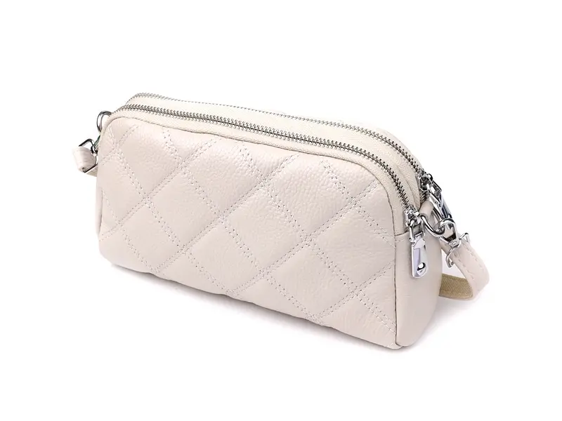 Модна жіноча сумка прошита ромбами з натуральної шкіри Vintage 23×14×7 см sum0027592 - фото 2