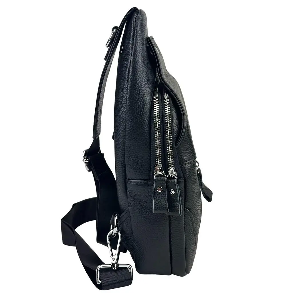 Шкіряний чорний слінг через плече Tiding Bag A25F-6809-1A чорний - фото 4
