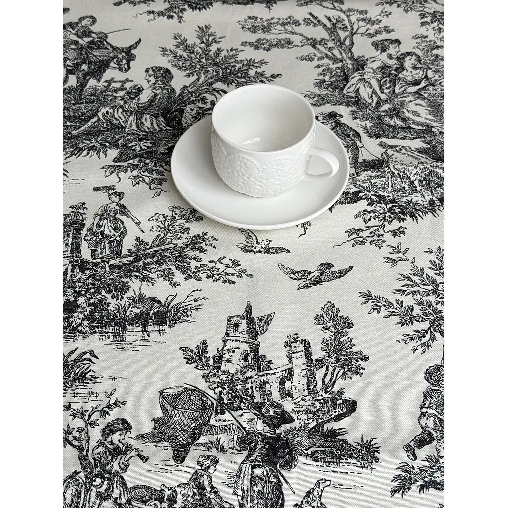 Скатертина тефлонова Ecotton Duck 170х220 см Люди в кущах сіра (25005) - фото 3