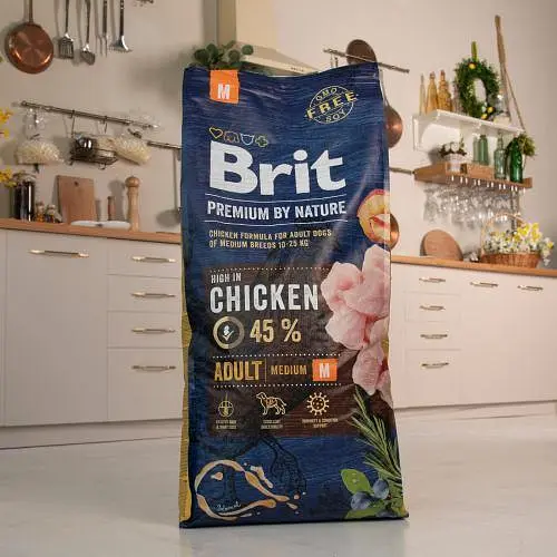 Сухий корм Brit Premium Dog Adult M для дорослих собак середніх порід, з куркою, 15 кг - фото 6