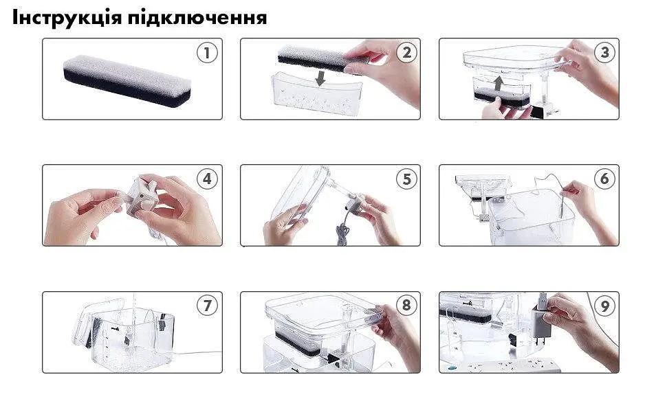 Фонтан для кота NPET WF020TP 3 л з додатковими насадками та фільтром, Прозорий - фото 7