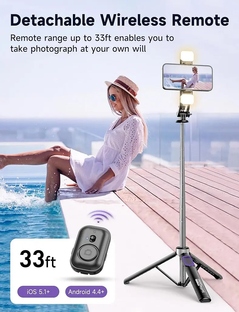 Селфі-штатив 135 см з LED підсвіткою та Bluetooth пультом - фото 6