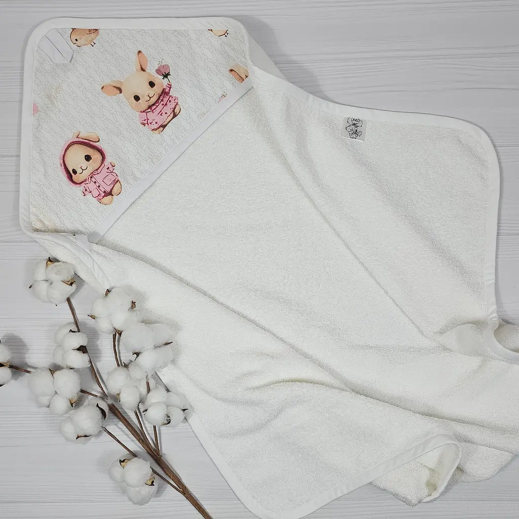Дитячий рушничок-куточок 80х80 a.l.babybox Мрійливі зайченята - фото 2