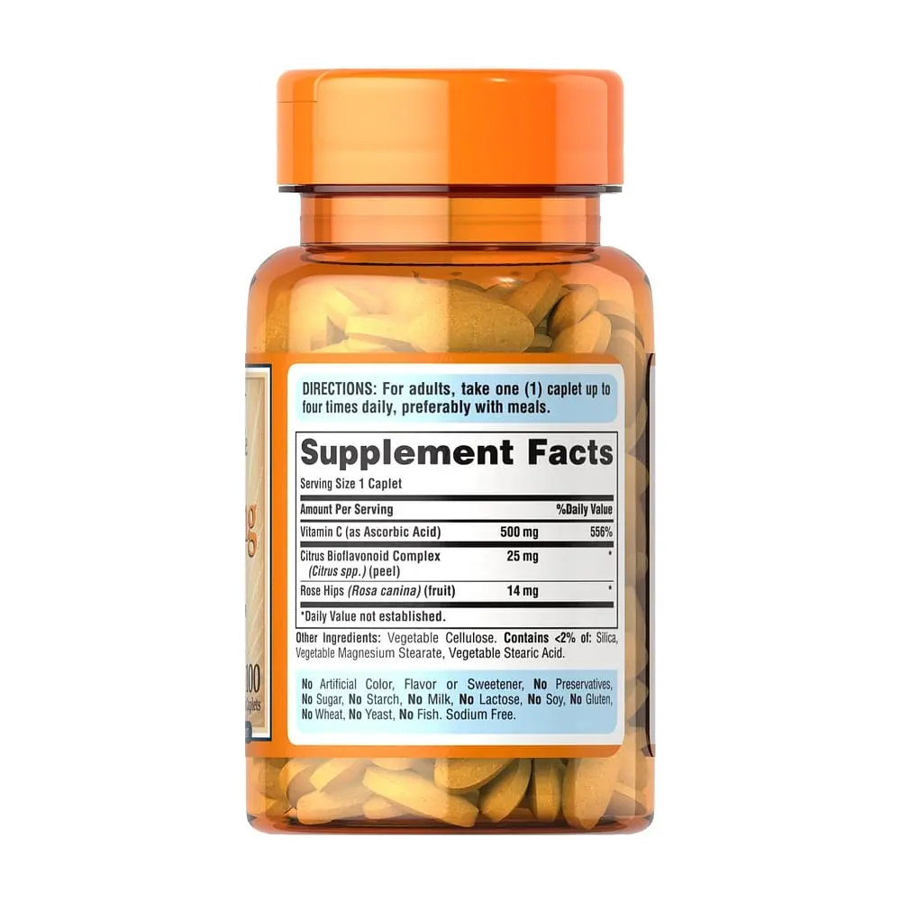 Витамины и минералы Puritan's Pride Vitamin C 500 mg with Bioflavonoids and Rose Hips, 100 каплет - фото 2