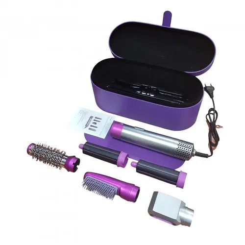 Стайлер для волосся 5 в 1 + кейс чохол HAIR BRUSH Фіолетовий - фото 2