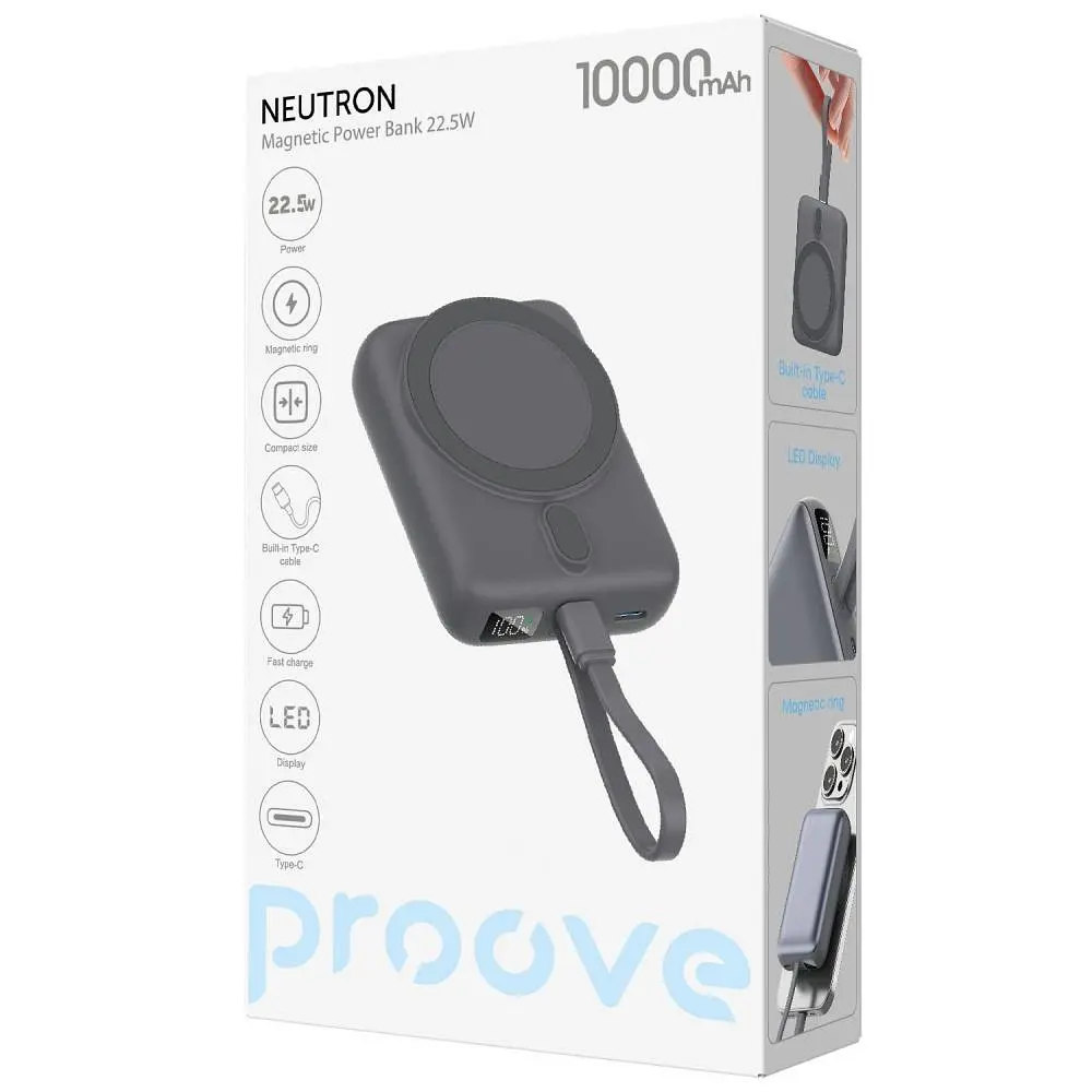 Павербанк Proove Neutron Gray 10 000 mAh / 22.5 Вт (PBNE22022203) - фото 3