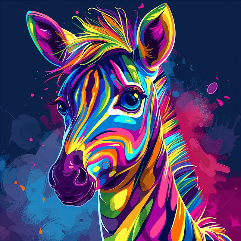 Алмазна мозаїка "Яскрава зебра" BH032 неповна викладка 25х25 см - фото 2