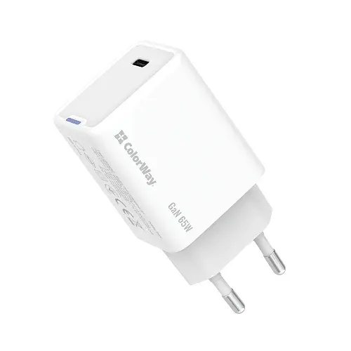 Мережевий зарядний пристрій White 65 Вт GaN ColorWay teh0028601 - фото 2