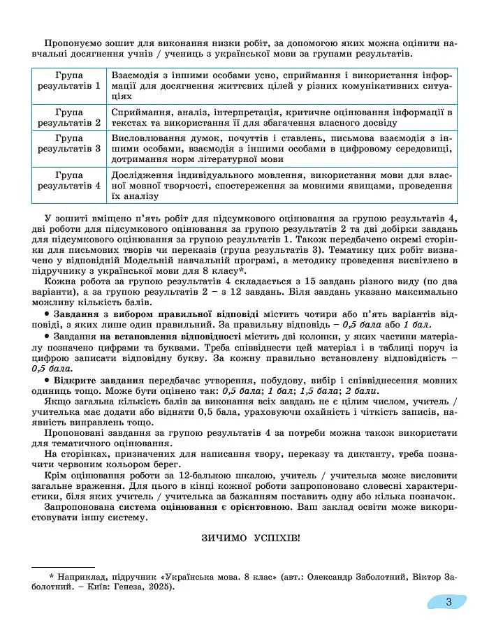 Українська мова. 8 клас. Зошит для підсумкового оцінювання навчальних досягнень - Віктор Заболотний - фото 2