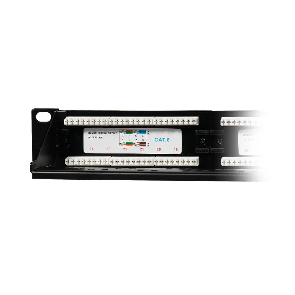 Патч-панель 24 порти NVC-PN-01/24 CAT5/CAT6 19" 1U неекранована, з заднім організатором кабелю (73-00144) - фото 6