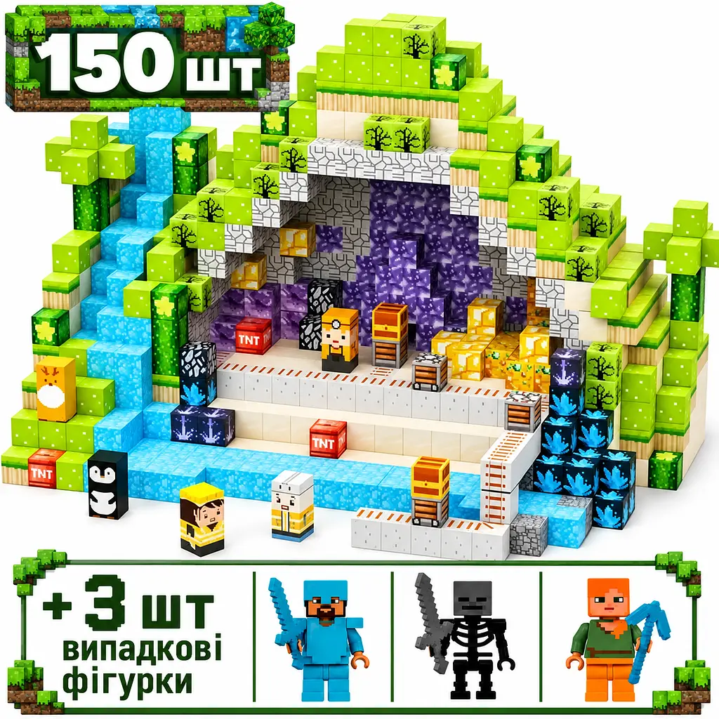 Магнітний конструктор Minecraft 150 шт по грі Майнкрафт Джунглі та шахта Mk001030 - фото 2