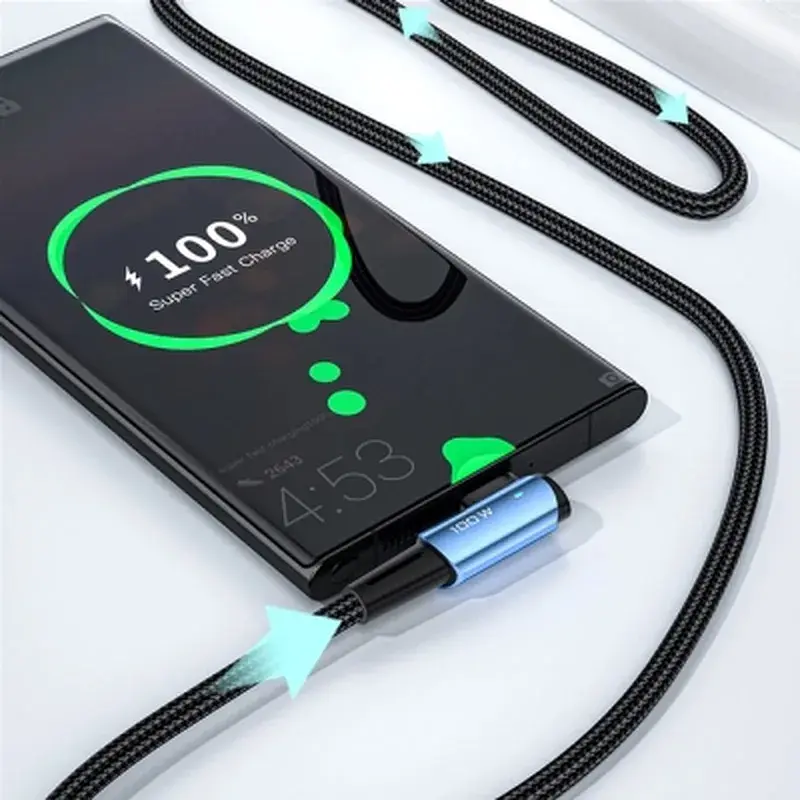 Дата кабель USB-C to USB-C 2.0m 100W 90° corner black Essager (EXCTT1-CGWTA01) - фото 2