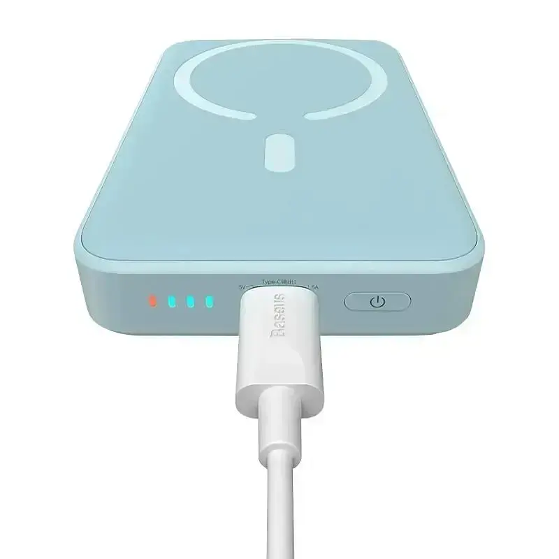 Магнітний портативний павербанк із бездротовою зарядкою Baseus Magnetic 20 W 10000 mAh для iPhone блакитний - фото 5
