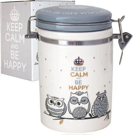 Банка керамическая Be Happy «Совушки», крышка с защелкой S&T 16 см kuh0010009 - фото 2