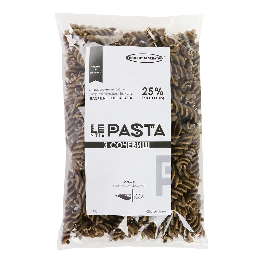 Макаронные изделия Healthy Generation LEntil Pasta из черной чечевицы Спираль 300 г - фото 2