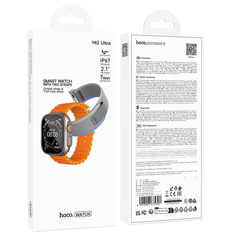 Смарт-годинник HOCO Y42 Ultra 53mm. 260 mAh. IP67 Smart watch(call version) titanium gold - фото 2