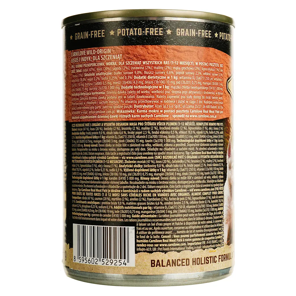 Беззерновой влажный корм для щенков Carnilove Salmon & Turkey с лососем и индейкой 400 г - фото 2