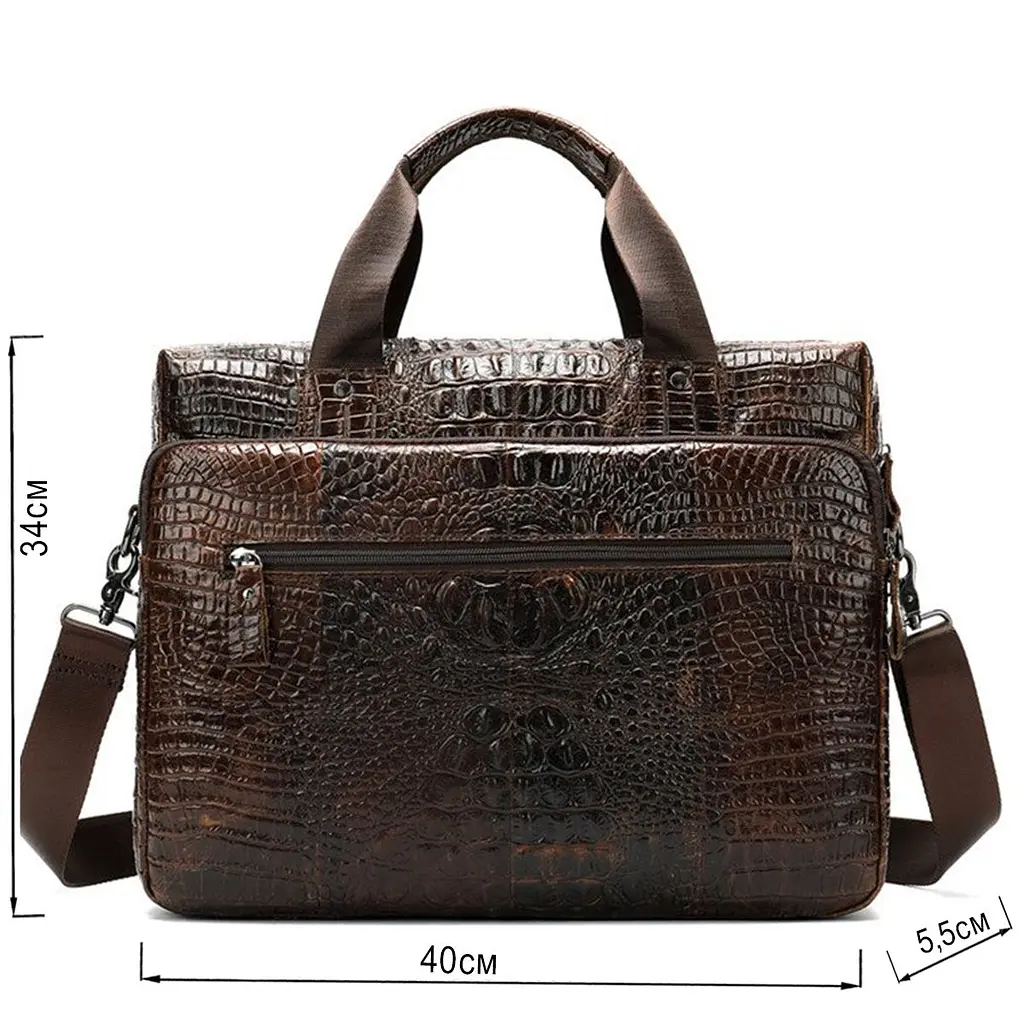 Сумка для ноутбука з тисненням під рептилію 14719 Vintage коричнева - фото 3